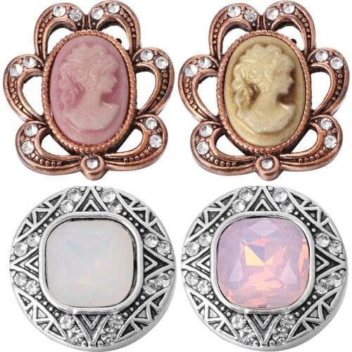 5pcs/lot New 18mm Metal Snap Buttons Jewelry Rhinestone Flower Button Fit 18mm Snap Button Bracelet Necklace Jewelry