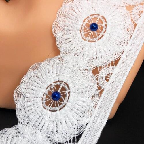 50yard 6.5cm White 3d Lace Fabric Birds Nest Shape Arts Craft Sewing Trim Hollowed Out Milk Spot Single Side Dress Wedding Deco