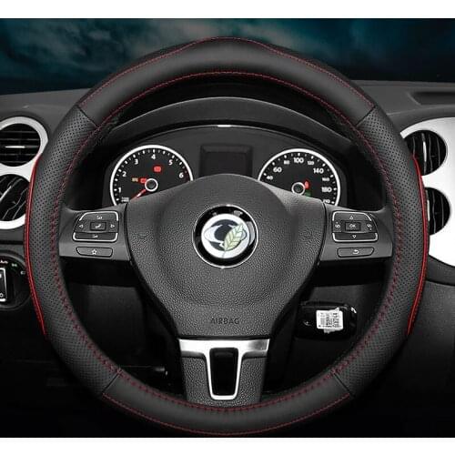 No Smell Thin Car Genuine Leather Steering Wheel Covers for SSANGYONG Tivolan Kyron Rexton G4 Korando ActYon XLV Accessories
