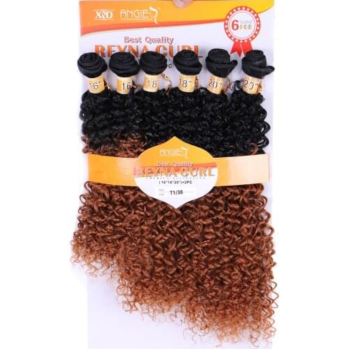 Brazilian Kinky Curly Hair Weave 6 Bundles One Set High Temperature Synthetic Hair Extensions Weaving Wholesale for Africa Women