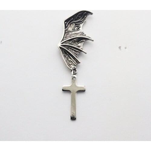 Bat Wings With Crosses Suit Hipster Brooch For Women Men Gothic Retro Collar Pin Singer One Jewelry Free Shipping VGB214