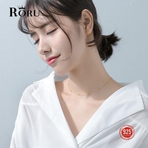 Genuine 100% 925 Sterling Silver Cross Chain Glossy Bead Choker Necklace Women Minimalist Fine Jewelry Cute Accessories