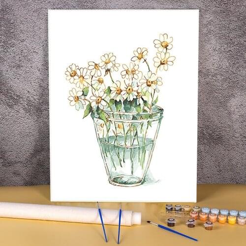 Flower Coloring By Numbers Painting Kit Acrylic Paints 50*70 Canvas Pictures Home Decoration For Handiwork