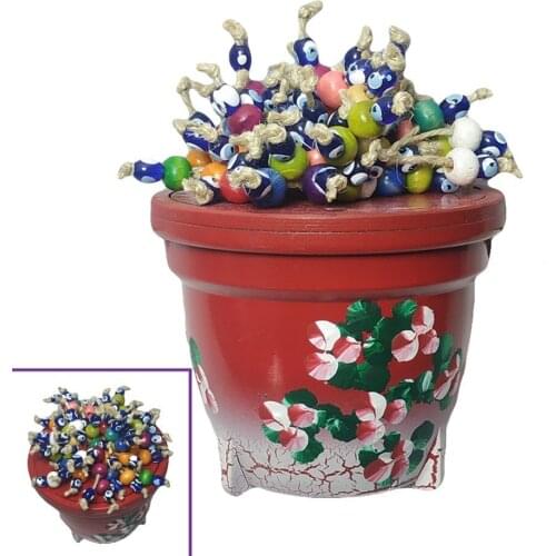 Decor flower pot evil eye beaded desktop flower pot decorative ornaments souvenirs evil eye talisman blue beads
