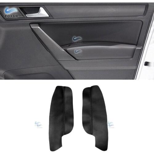 For VW Caddy 2014 2015 2016 2pcs Microfiber Leather Car Interior Front Door Handle Armrest Panel Cover Replacement Trim
