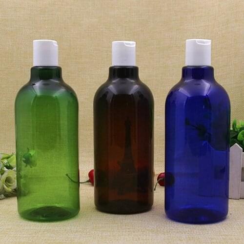 2/10pcs 500ml Empty PET Clear Colorful Skin Care Shower Gel/Shampoo/Hydrosol/Toner/Lotion/Face Cleaning Bottle Press Disc Cover