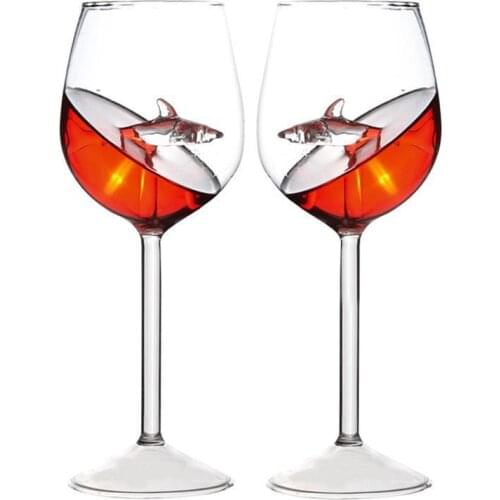 Fine European Crystal Glass Shark Red Wine Glasses Cup Glass 300ml Shark Style High Heel wine bottle cup Wedding Party Gift