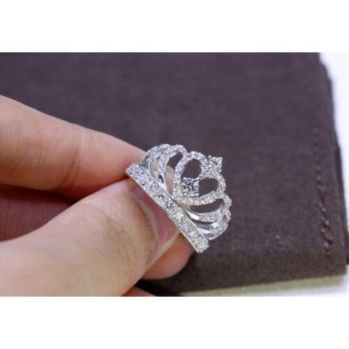 Classic Crown ring 925 Sterling silver AAAAA Cubic Zirconia Engagement Wedding Band Rings for women Bridal Jewelry Gift