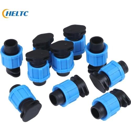 10PCS/Lot 16mm Drip Irrigation Tape End Plug Pipe Fitting Connectors w Thread Lock for Garden Watering System Greenyhouse