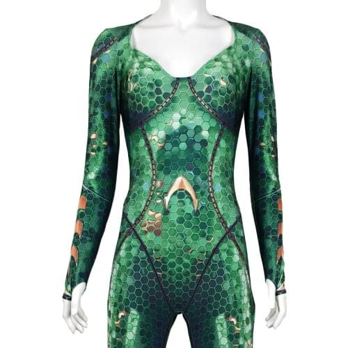 Mera Queen Cosplay Costume Adults Kids Superhero Zentai Suit Halloween Bodysuit Jumpsuits