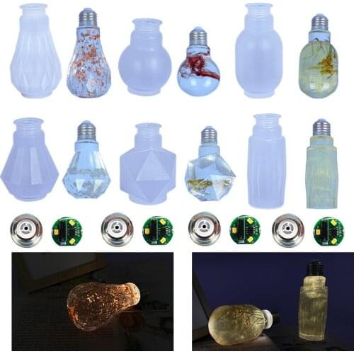 Creative bulbs silicone mold mirror resin crystal bulb lighting cake decoration accessories diy resin molds