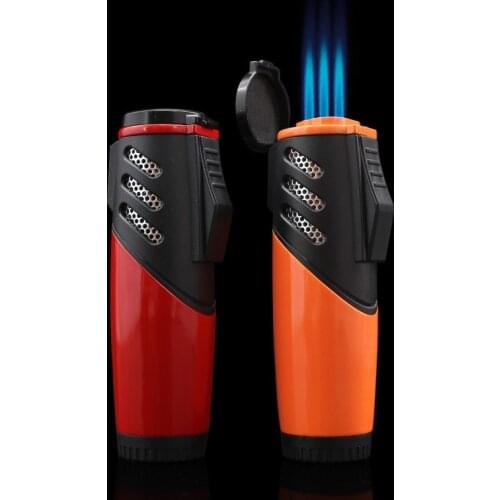 Creative 3 Nozzels Jet Lighter Windproof Turch Lighter Blue Flame Cigarette Lighter Butane Cigar Gas Lighter Smoking Accessories