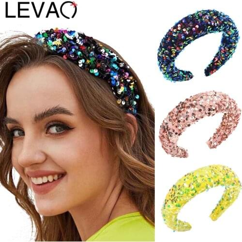 LEVAO Dots Sequins Sponge Hair Band Women Headband Turban Bezel Girls Special Design Shining Headwear Womens Accessories