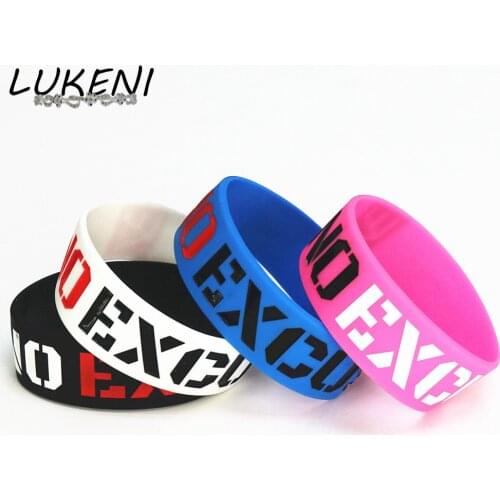 LUKENI 4PCS Fashion No Excuses Motivation Silicone Wristband Rubber Bracelets & Bangles Used In Any Sport Activities Gift SH076