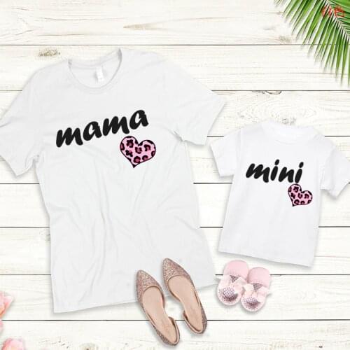 Love Mommy and Me Clothes Heartbeat Tshirt Baby Clothes Family Look Matching Clothes Mother Daughter Matching Outfits Harajuku