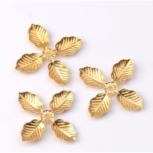 10Pcs 33mm Metal Copper Leaf Blank Connector Hair Accessories Spacers DIY Jewelry Making Findings