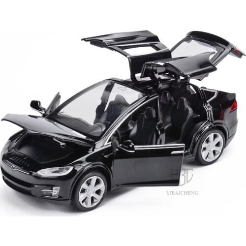1/32 Tesla Model X90 Alloy Diecasts Car Model S Vehicles Car Pull Back 6 Doors Opened Toys For Children Gift