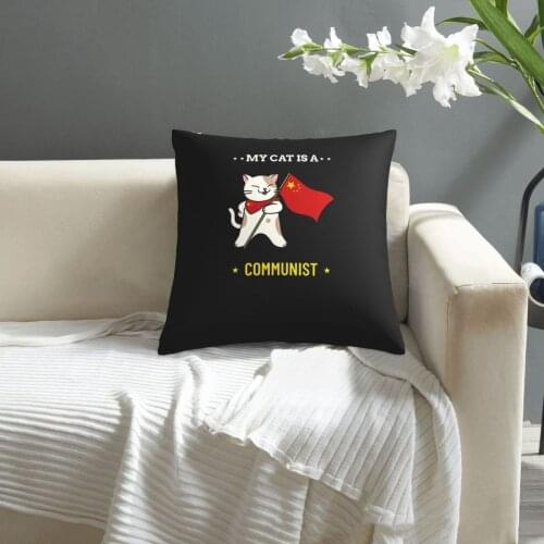 My Cat Is A Communist pattern print Cushion Cover Decorative Pillowcase Chair Seat Square Car Pillow Cover Home Living Textile