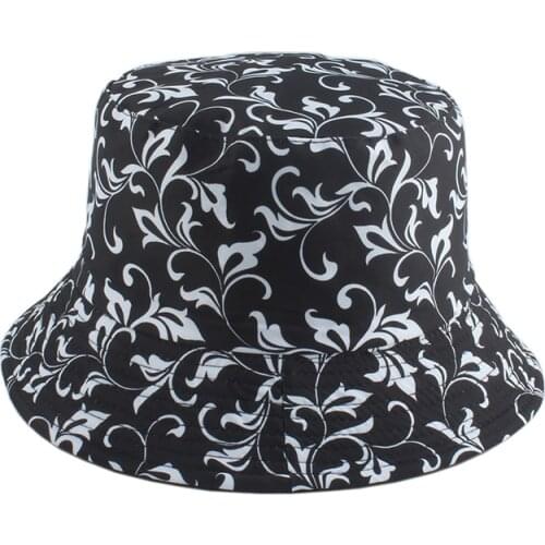 2021 New Fashion Vintage Print Bucket Hat Reversible Bob Chapeau Femme Hip hop Caps Gorro Men Flat Top Fisherman Hat