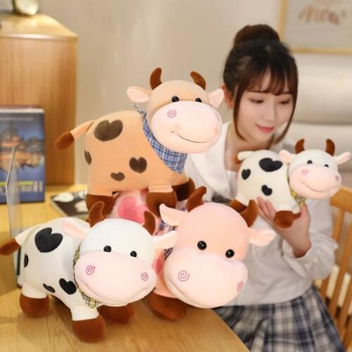 25/30/40CM Cartoon Cute Cow Plush Toy Soft Animal Cattle Plush Toy Kawaii Bull Doll Kids Birthday Gifts Baby Sleeping Pillows