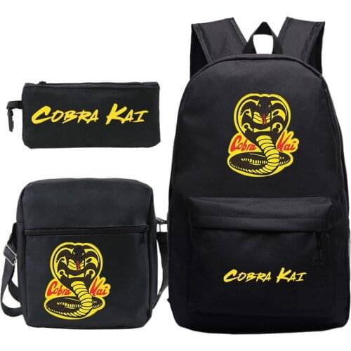 Students Cobra Kai School Bags 3Pcs Set Unisex Travel Backpacks Children Knapsack Cool Anime Bagpacks for Girls Boys Teens Kids