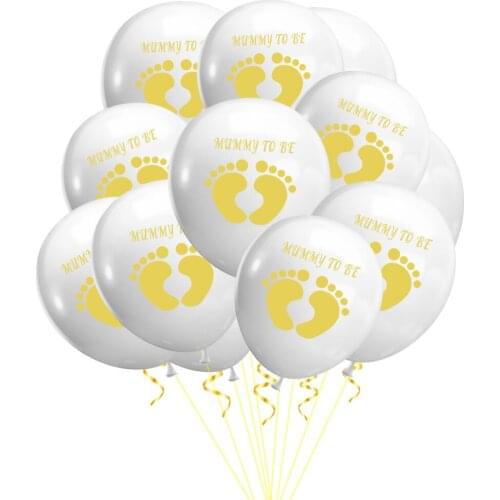 10pcs Baby Shower Latex Balloon 2.8g Mummy To Be Footprints Sequins Balloons Kids 1st Birthday Decorations Party Supplies