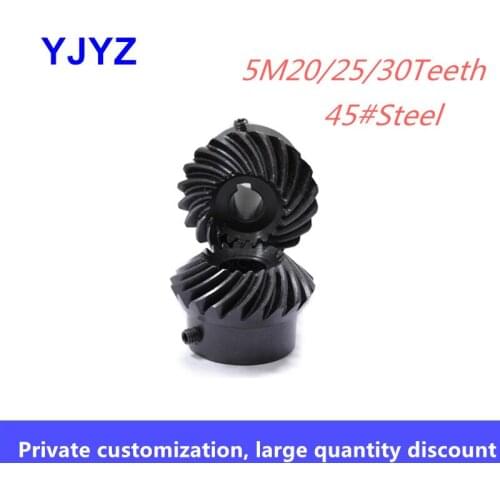 Spiral bevel gear standard inner hole spot factory direct sale 5M20/25/30Teeth 45# steel tooth surface quenched black