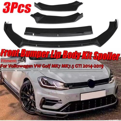 3pcs Car Front Bumper Splitter Lip Diffuser Spoiler Guard Protetor Lip For Volkswagen For VW Golf MK7 MK7.5 GTI R GTD 2014-2019