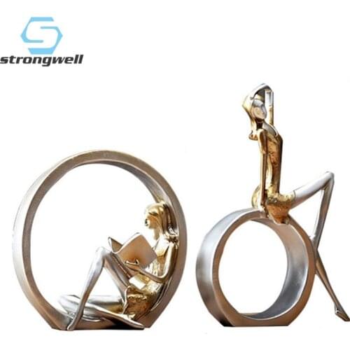 Strongwell Decoration Ornament Vintage Reading Girl Figurines Home Decor Accessories Office Study Room Display Furnishings Gift