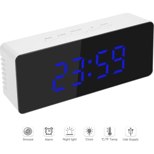 LED Mirror Alarm Clock Large Screen Digital Desktop Clock Snooze Feature Bedside Alarm Clock Home Decor Table Clock