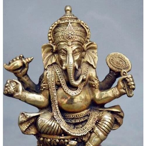 Tibetan Buddhism Brass Ganesha Ganapati Ganesh Lord God Elephant Buddha Statue free ship