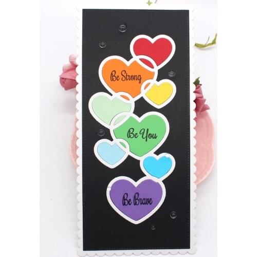 KSCRAFT Nested Heart Slimline Background Metal Cutting Dies Stencils for DIY Scrapbooking Decorative Embossing DIY Paper Cards