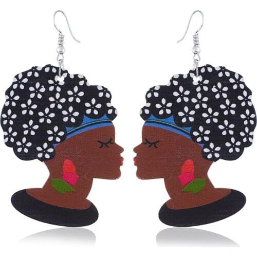 African Indian Jhumka Jhumki Drop Earrings Women Handmade Wood Beads Bridal Party Tribal Jewelry Gift