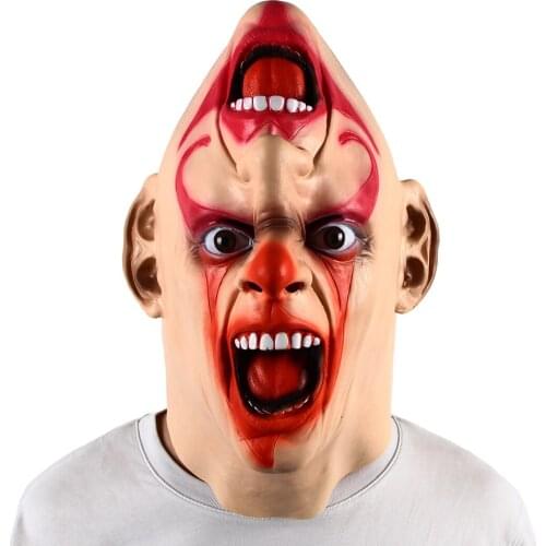 Upside Down Horror Clown Mask Latex Headgear Halloween Carnival Cosplay Costume Accessories