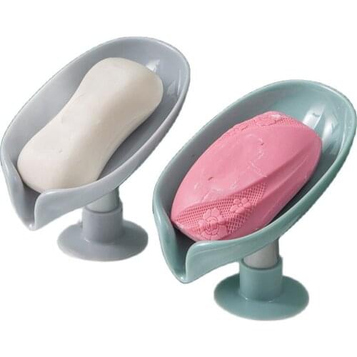 Leaf Soap Dish Box Soap Holder Perforated Standing Suction Cup Drain Rack Toilet Soap Organizer Bathroom Accessories