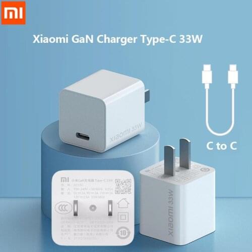 New Xiaomi GaN Charger Type-C 33W C to C Cable Portable Fast Charger With USB Charger US Plug For Xiaomi Samsung