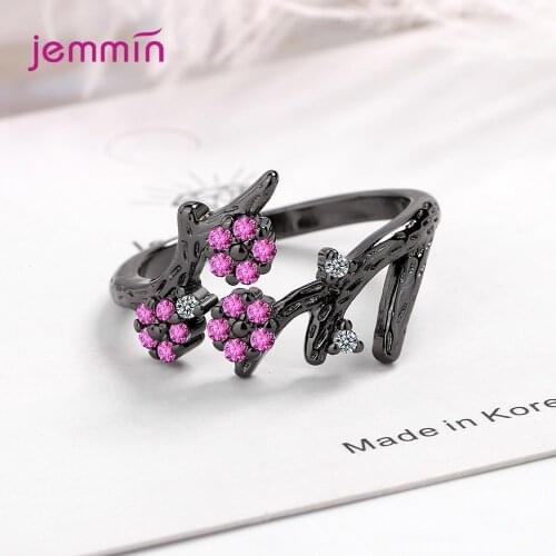 925 Sterling Silver Cute Flower Adjustable Wedding Engagement Rings For Women Girls CZ Cubic Zirconia Fashion Jewelry Wholesale