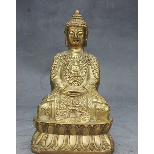 Zhmui88002369++Tibet Buddhism Temple Brass Sakyamuni Shakyamuni Amitabha Buddha Robe Statue