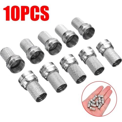 10pcs New Arrival RG6 F Plug Connector Durable Satellite TV Aerial Cable Screw Twist Coaxial Antenna Plugs Terminals Adapter