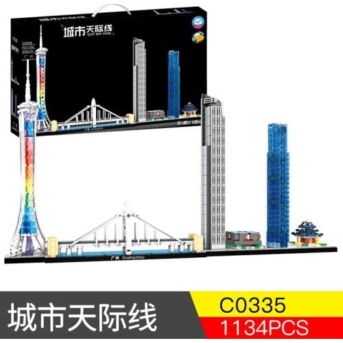 1134pcs Guangzhou Architechture City Sky View World Famouse Building Models Brick Toys Children DIY Gift