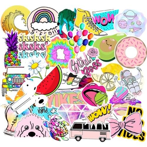 35pcs Scrapbook Stationery Stickers for Students DIY Luggage Graffiti Laptop Cup Phone Case Car Self-Sticky Stickers Sticky