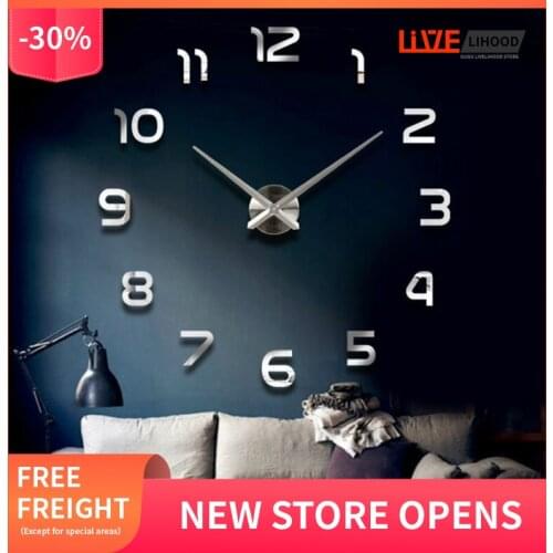 3D Wall Clock Mute Modern DIY Simple Creative Self-adhesive Design Clock Personality Home Wall Clock