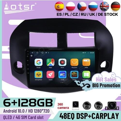 6+128G Carplay Android Player For Toyota RAV4 2005 2006 2007 2008 2009 2010 2011 2012 2013 GPS Navi Car Radio Receiver Head Unit