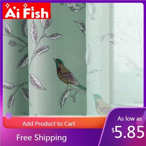 American Fresh Birds Blue Print Childrens Room Blackout Curtains Coffee Bedroom Bay Window Curtain Fabric Drapes wp128-5