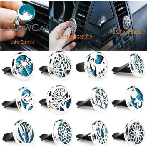 Vehicle-mounted Aromatherapy Essential Oil Perfume Locket Car diffuser Vent Clip Magnetic Send Random Color Oil Pads as Gift