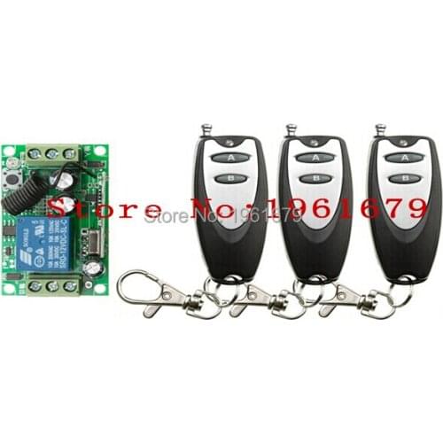 DC12V 10A 1CH RF Wireless Remote Control System 55*32*16 mm 1 piece Receiver & 3 piece Transmitter Household intelligent
