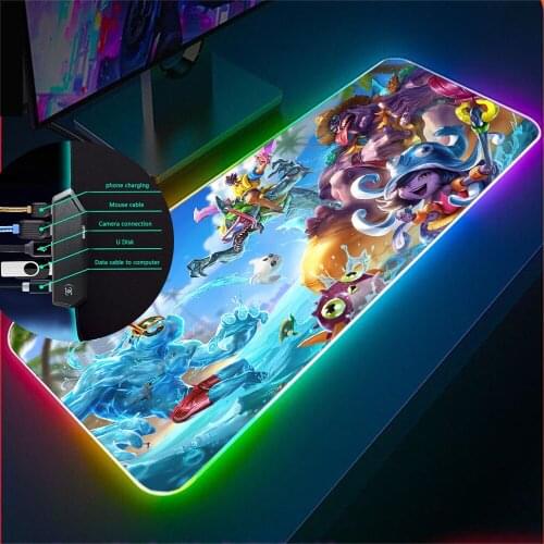 LOL Pool Party Sexy Busty Girls 90X40 Game Large Mouse Pad Laptop Rubber Mouse Pad XXL Office Desk Pad for RGB 4USB-HUB MousePa