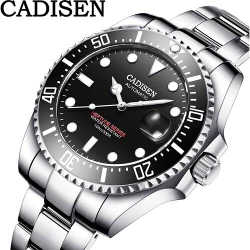 CADISEN Diving Watch SEIKO-NH35A Movement 10Bar Waterproof 43mm Watches Men Luxury Automatic Wristwatch 2021 Relogio Masculino