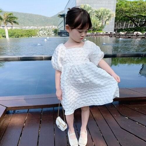 Baby Girl Summer Fashion Dress Ocean Bubble Sleeve Princess Temperament Dress for Birthday Party