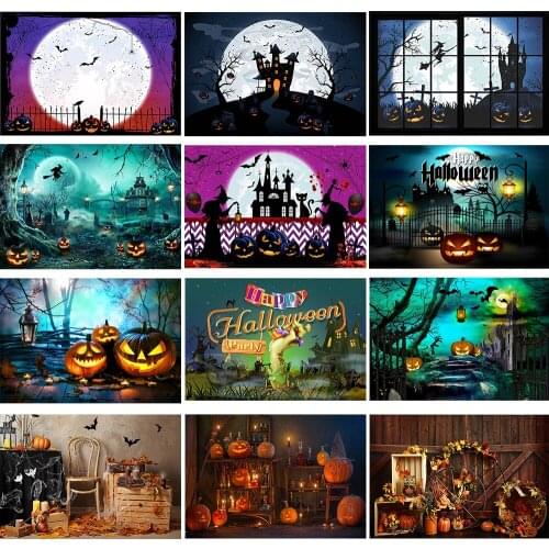 Halloween Night Party Photography Backdrop Ghost Witch Pumpkin Lantern Child Birthday Decor Photo Background Baby Photo Studio